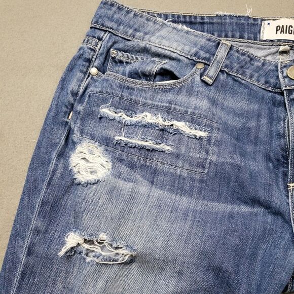 Paige Sz 32 JAMES CROP Willa JEANS super distressed / destroyed - Picture 3 of 16
